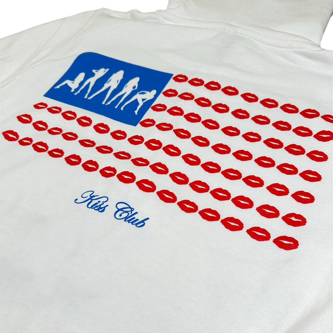 White "Americana" Zip Up Hoodie