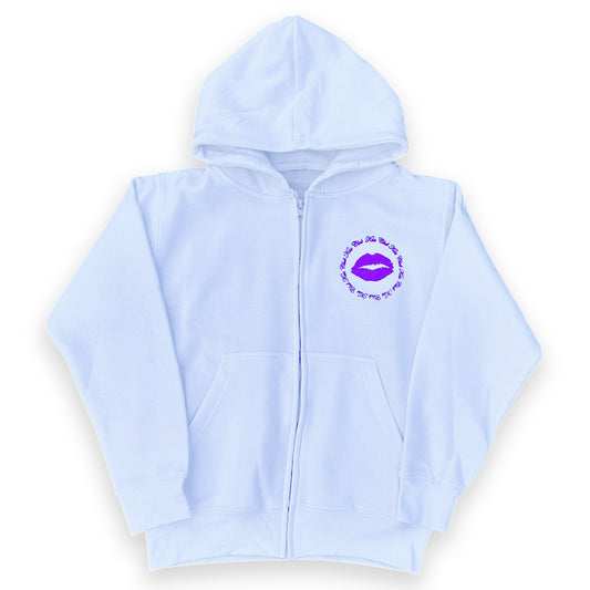 White Logos Zip Up Hoodie