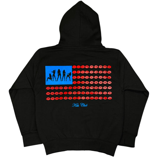 Black "Americana" Zip Up Hoodie
