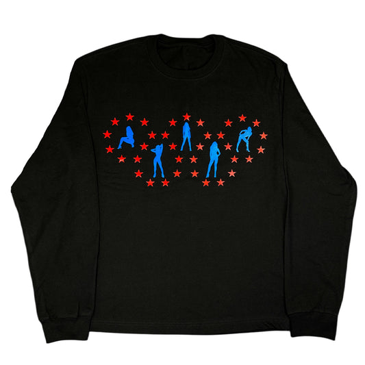 Black "Americana" Long Sleeve Tee