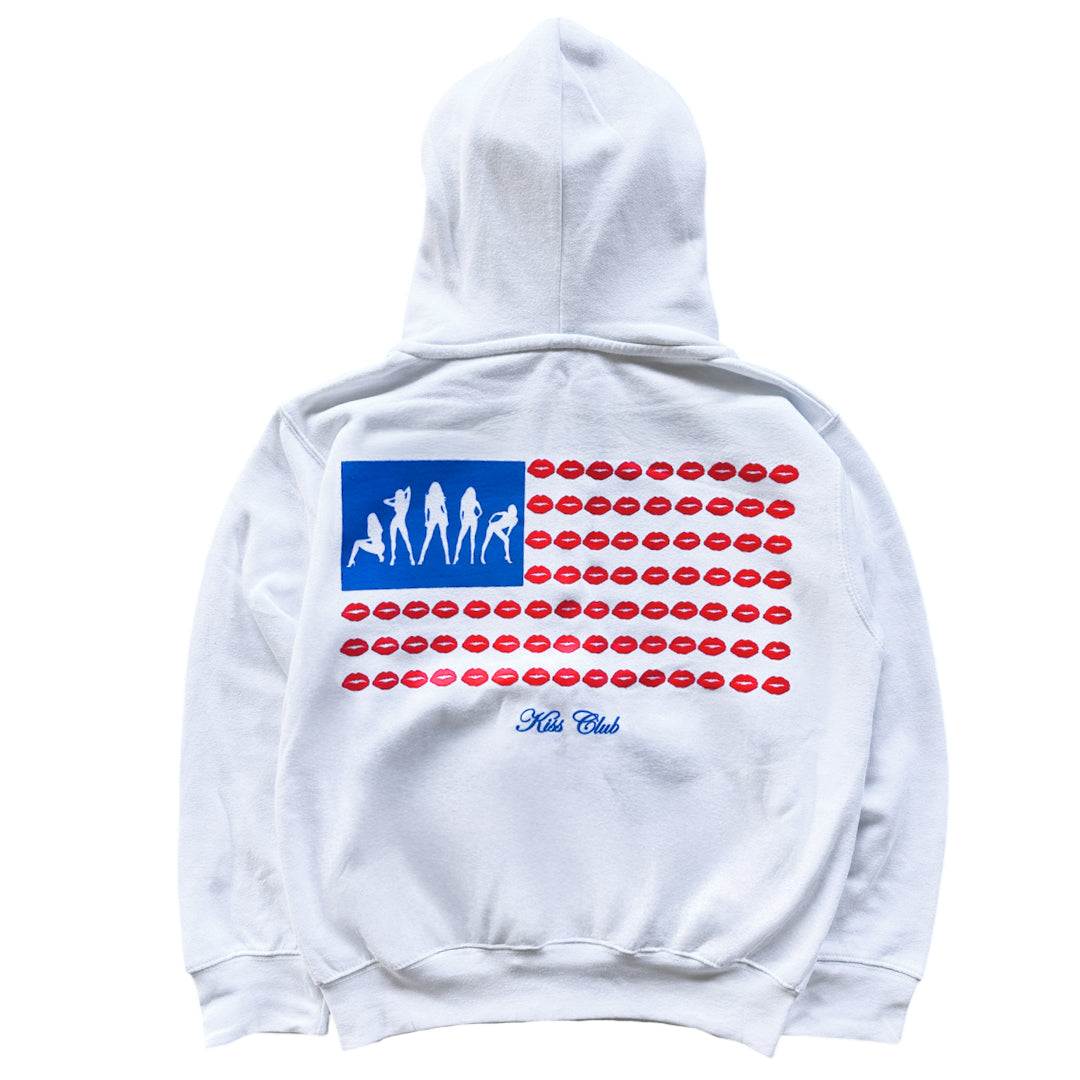 White "Americana" Zip Up Hoodie