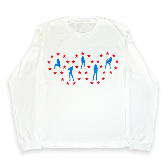 White "Americana" Long Sleeve Tee