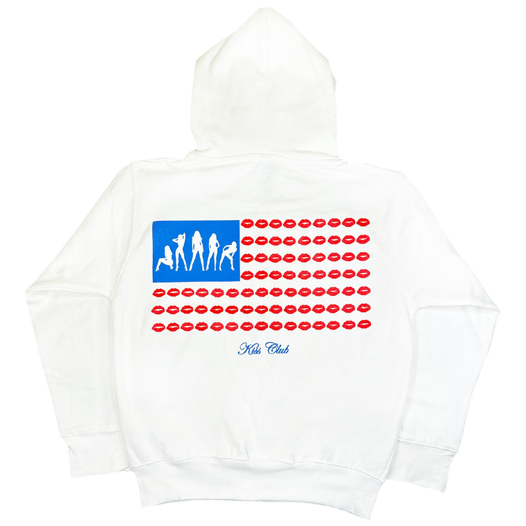 White "Americana" Zip Up Hoodie
