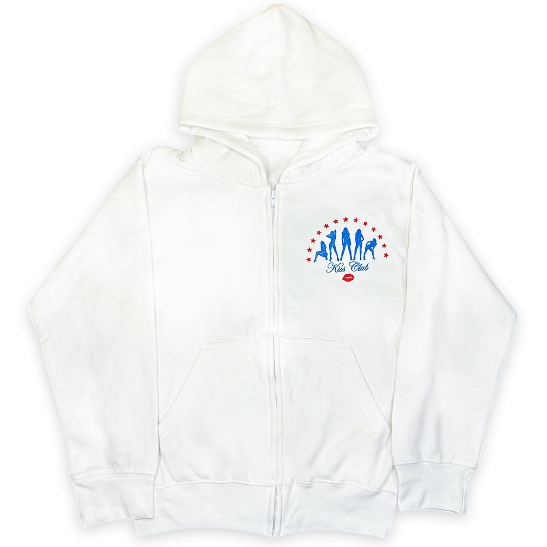 White "Americana" Zip Up Hoodie