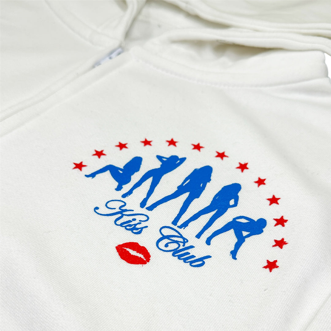 White "Americana" Zip Up Hoodie